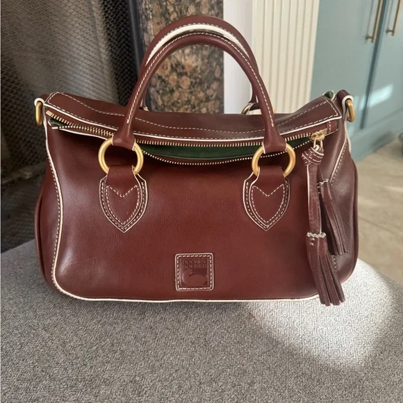 NWOT Dooney & Bourke Florentine Edge Medium Satchel in Chestnut - Picture 1 of 7